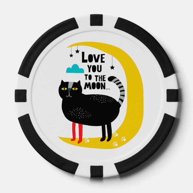 Cat on the moon poker chips (Front)