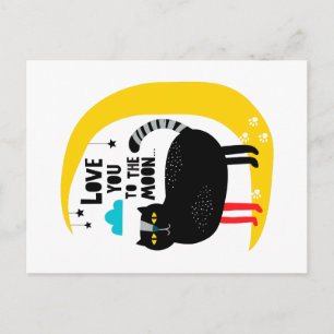 Cat on the moon postcard