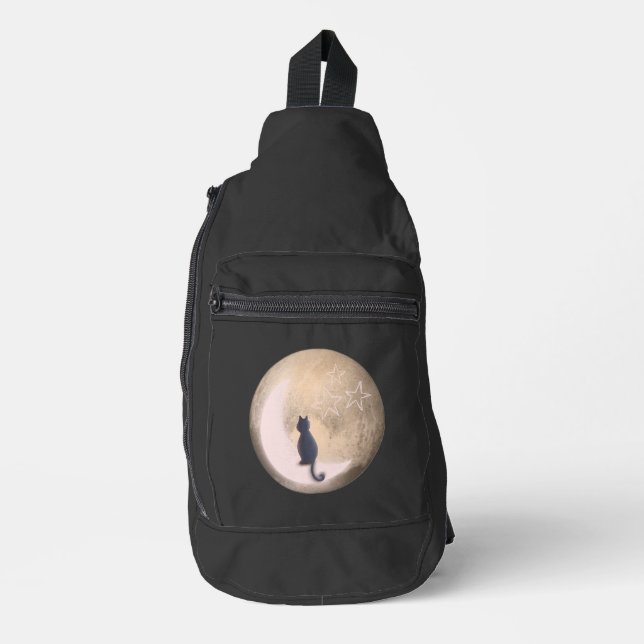 cat on the moon sling bag (Front)