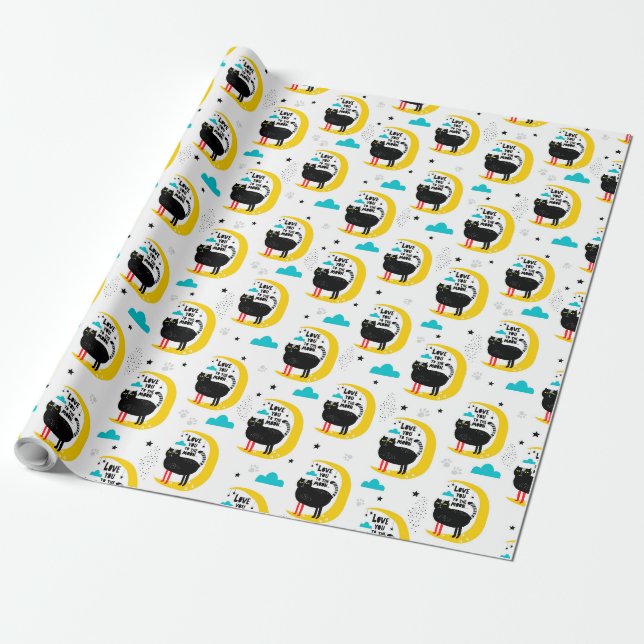 Cat on the moon wrapping paper (Unrolled)