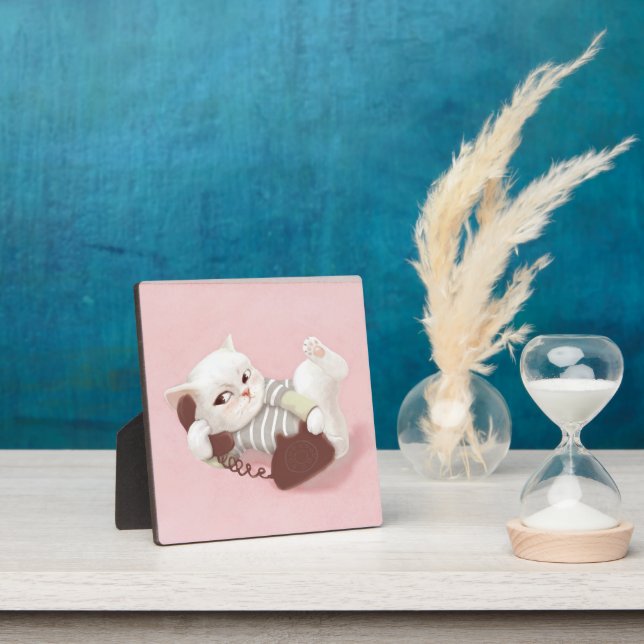 Cat on the Phone Plaque (Insitu)