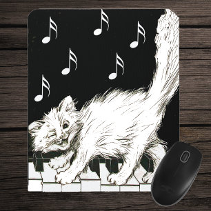 Cat on the Piano Keys Mouse Pad