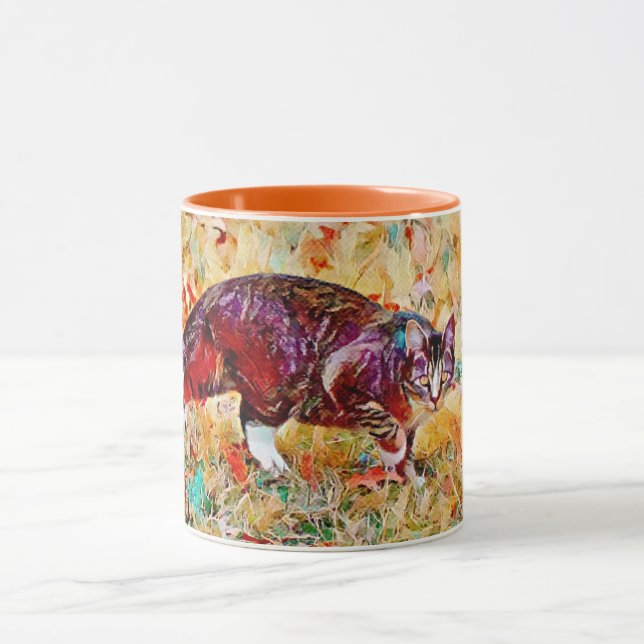 Cat on the Prowl Colourful Art Mug Cup (Center)