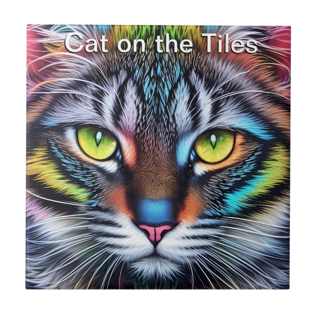 Cat on the Tiles Ceramic Tile Portrait (Front)