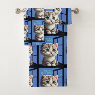 CAT ON THE WINDOW QUOTE BATH TOWEL SET