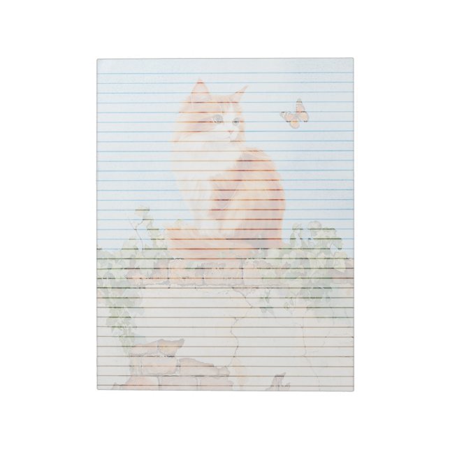 Cat on Wall Lined - 11" x 8.5" Notepad (Rotated)