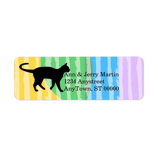 cat on watercolor custom address label (Front)
