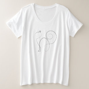 Cat One Line Drawing Art Plus Size T-Shirt