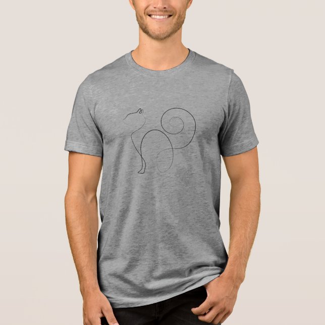Cat One Line Drawing Art Tri-Blend Shirt (Front)