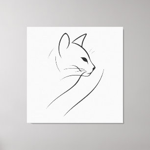 Cat one line minimalist elegant design canvas print