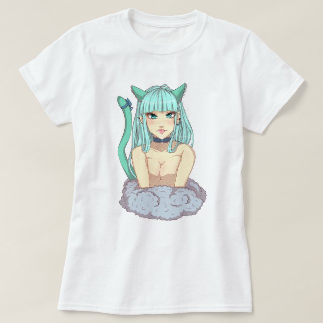 Cat Oppai Girl T-Shirt (Design Front)