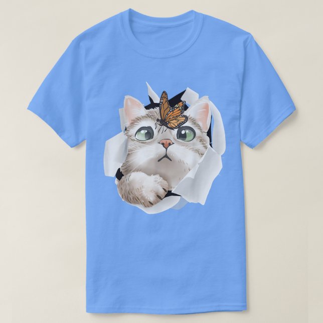 Cat , Orange Cat T, Cat Torn Cloth , Kitten  T-Shirt (Design Front)