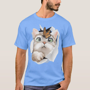 Cat , Orange Cat T, Cat Torn Cloth , Kitten T-Shirt