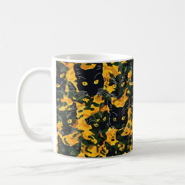 Cat Orange Pattern Coffee Mug (Left)