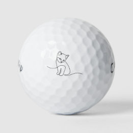 Cat Outline Minimalist Cat Mom Animal Lover Gift  Golf Balls