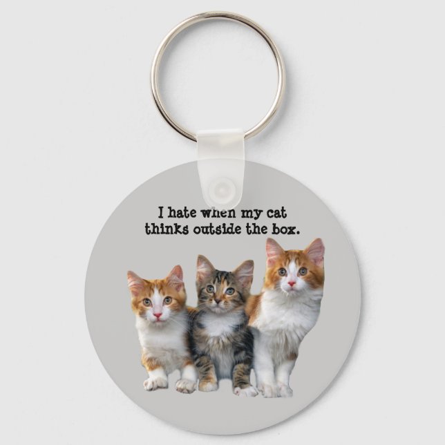 Cat Outside The Box Keychain (Front)
