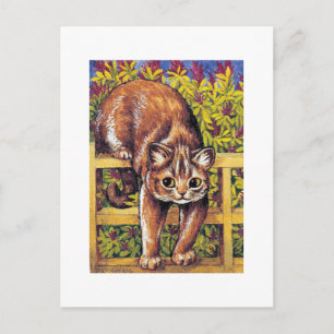 Cat over Fence, Louis Wain Postcard