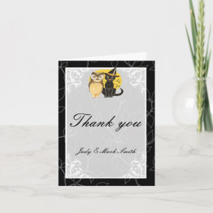 Cat & Owl Halloween Wedding Thank You Card