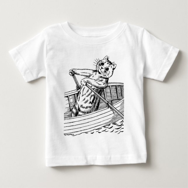 Cat paddling the boat, Louis Wain Baby T-Shirt (Front)