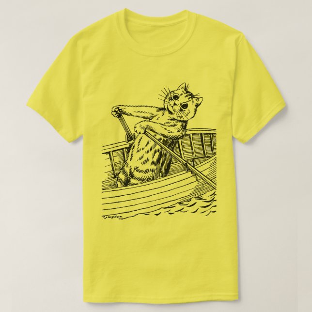 Cat paddling the boat, Louis Wain T-Shirt (Design Front)