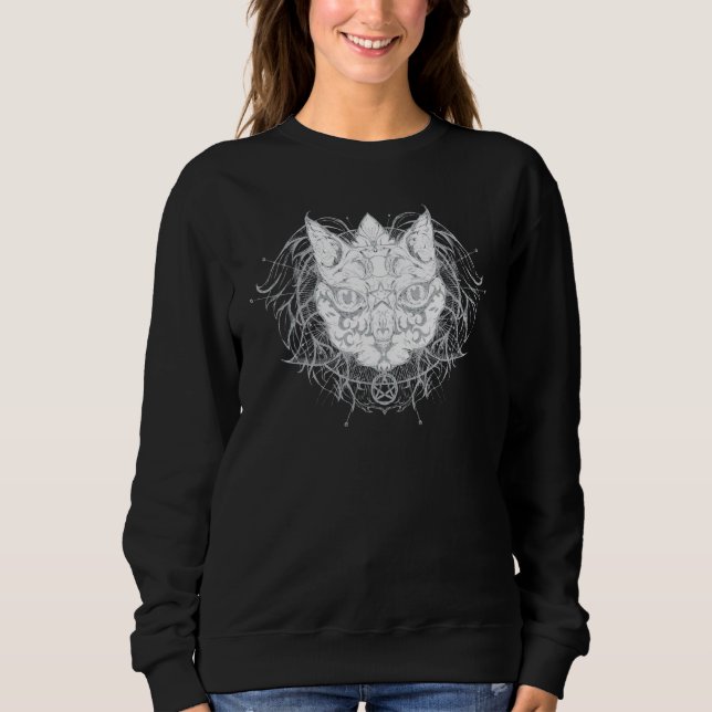 Cat Pagan Witch Wicca Hidden Moon Phases Of Wiccan Sweatshirt (Front)