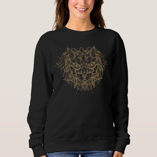 Cat Pagan Witch Wicca Moon Phases Of Wiccan Goth B Sweatshirt (Front)