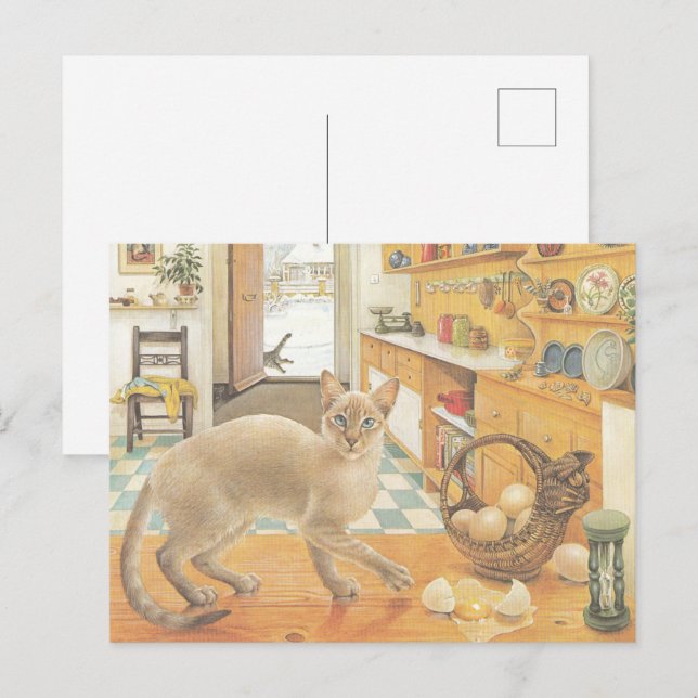 CAT PAINTED POSTCARD (Front/Back)