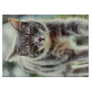 Cat painting cutting board