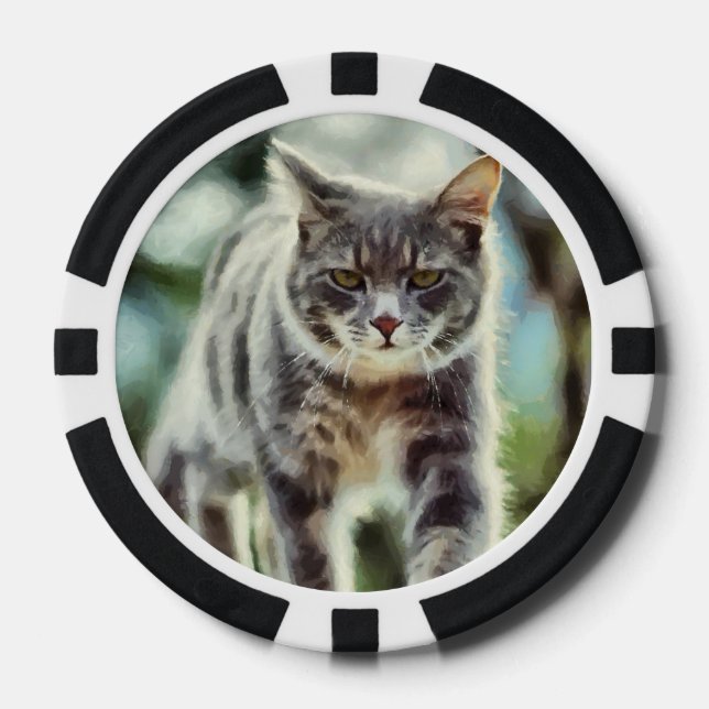 Cat painting poker chips (Front)