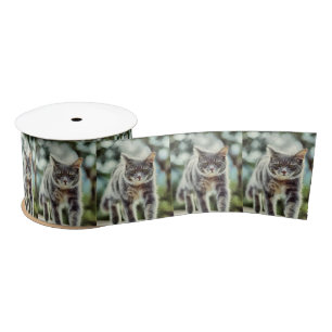 Cat painting satin ribbon
