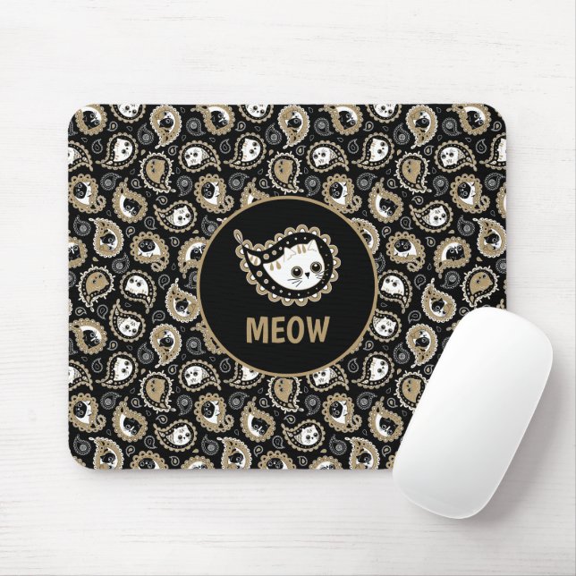 Cat Paisley Mouse Pad (With Mouse)