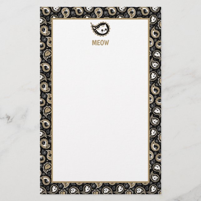 Cat Paisley Stationery (Front)