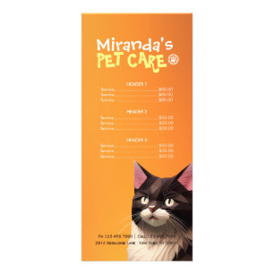 Cat Paper Carves Pet Care Animal Clinic Price List Rack Card