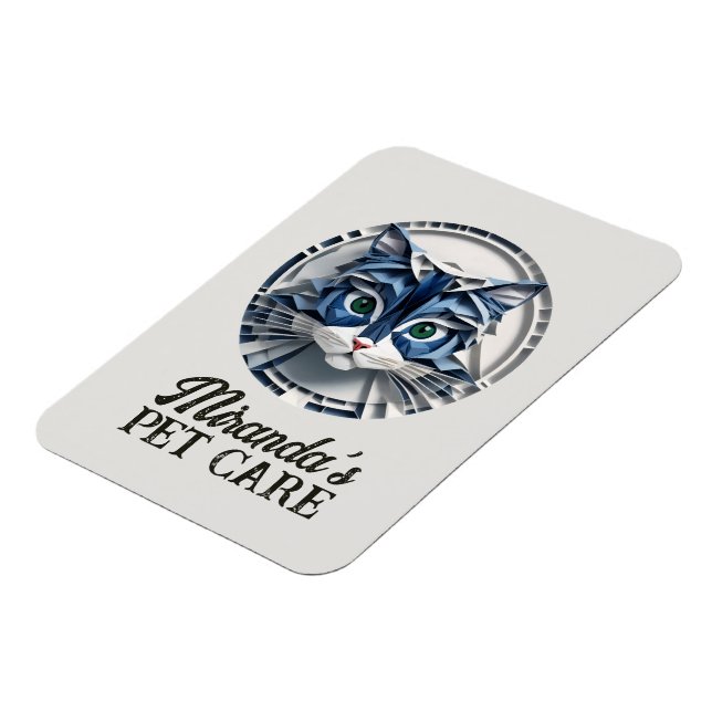 Cat Paper Origami Pet Care Grooming Animal Clinic Magnet (Left Side)