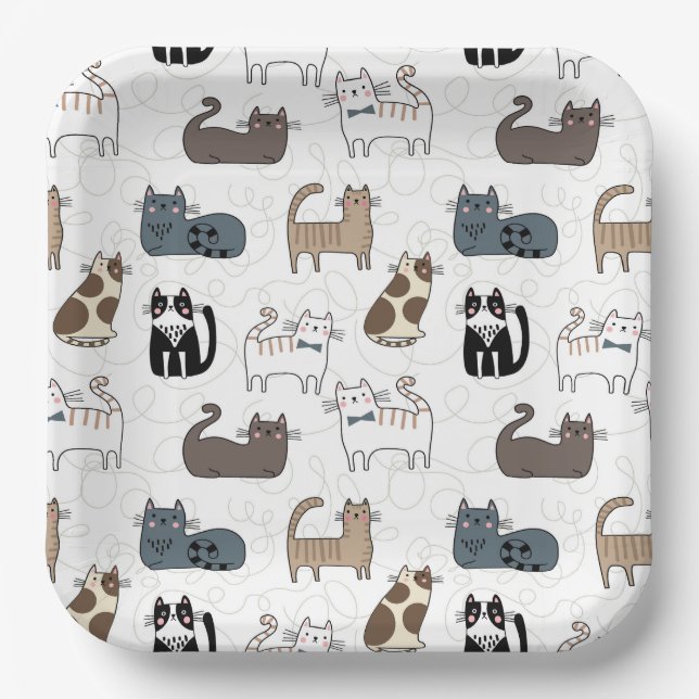 Cat Paper Plates, Kitty Kitten Party Plate (Front)