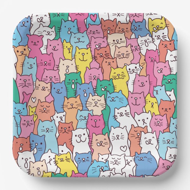 Cat Paper Plates, Kitty Kitten Party Plate (Front)
