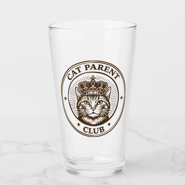 Cat Parent Club – For Humans Owned by Cats Glass (Front)
