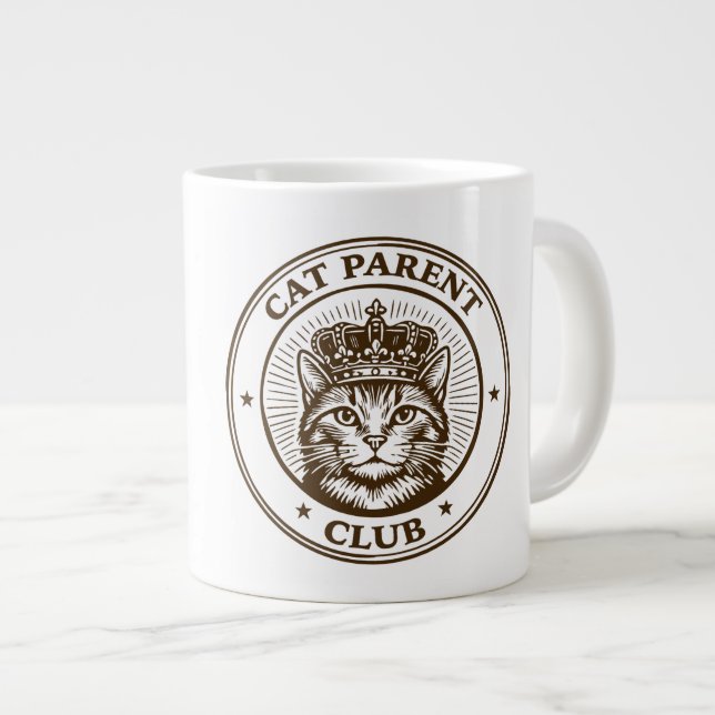 Cat Parent Club – For Humans Owned by Cats Large Coffee Mug (Front Right)