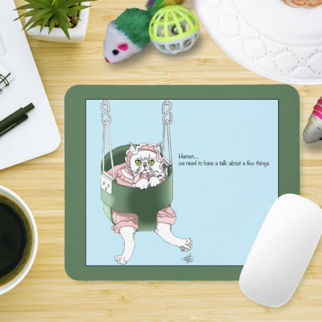 Cat Parent Performance Review Funny Humour Mouse Pad (Creator Uploaded)