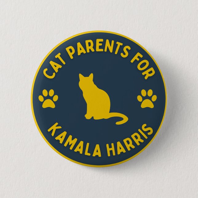 Cat Parents for Kamala Harris button (Front)