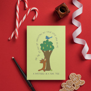 Cat Partridge in a Pear Tree Christmas Postcard