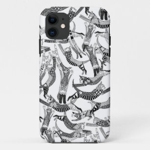 cat party black white iPhone 11 case