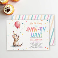 Cat Party Kitten Colourful Red Balloon Birthday
