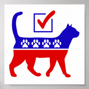 Cat Party Logo Feline Politics Great Party of Meow Poster