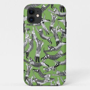 cat party palm green iPhone 11 case