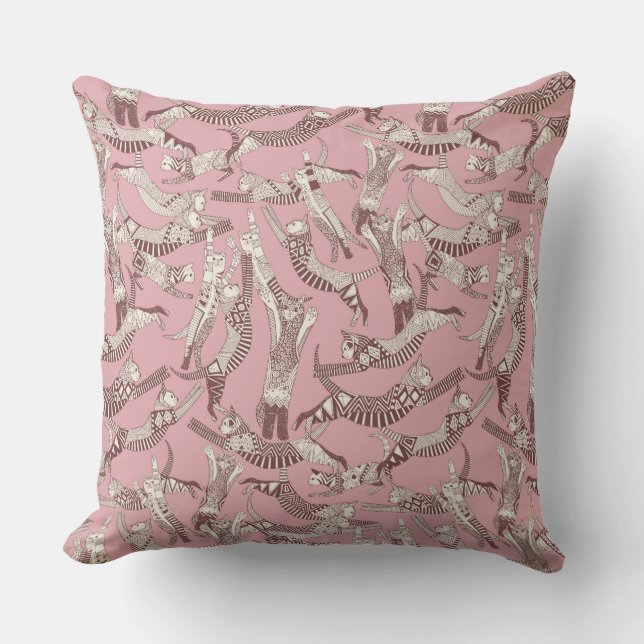 cat party pink cushion (Front)