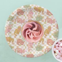 Cat Party Plate, Kitty Cat Pink Bows Pawty