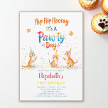 Cat Party Playful Kittens Kids Cute 1st Birthday Invitation<br><div class="desc">This watercolor cat birthday party invitation features a playful illustration of kittens, streamers, and colorful confetti with the cheerful phrase “Hip-Hip-Hooray, It’s a Paw-ty Day.” Perfect for a cat themed birthday party, kitten birthday party, or animal birthday celebration, this whimsical design works beautifully for a backyard kids birthday party, garden...</div>