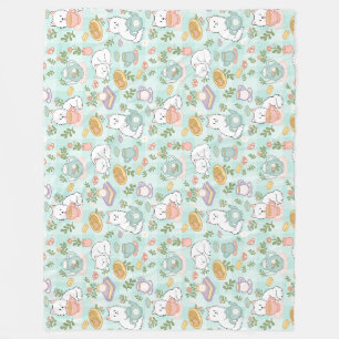 Cat Pastel High Tea Fleece Blanket