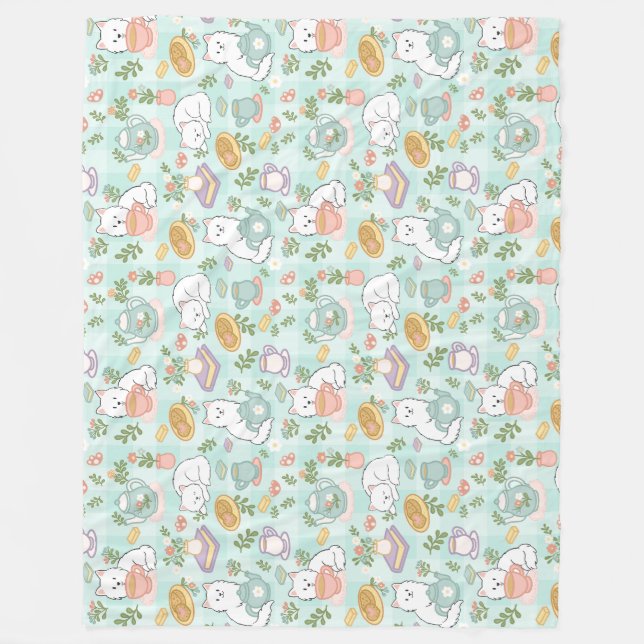 Cat Pastel High Tea Fleece Blanket (Front)